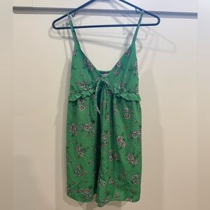 Urban Outfitters Green Floral Smocked Dress